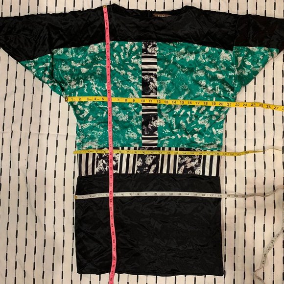 Duro Olowu Silk Dress Cocktail Party Black Green Women Short Long Sleeve - Picture 4 of 6